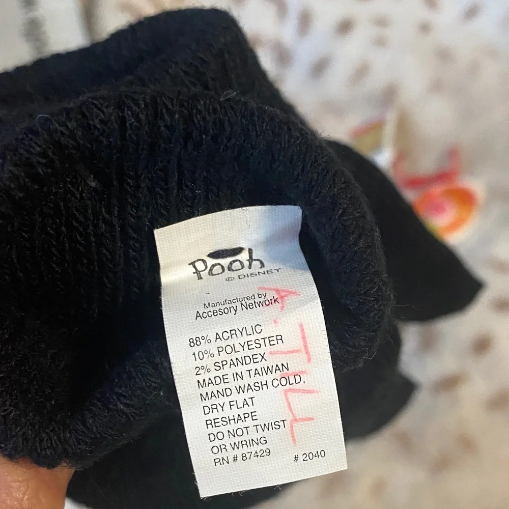 Disney Black Mittens with Winnie the Pooh Design